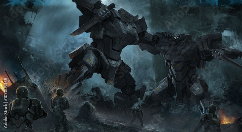 giant mech fight photo