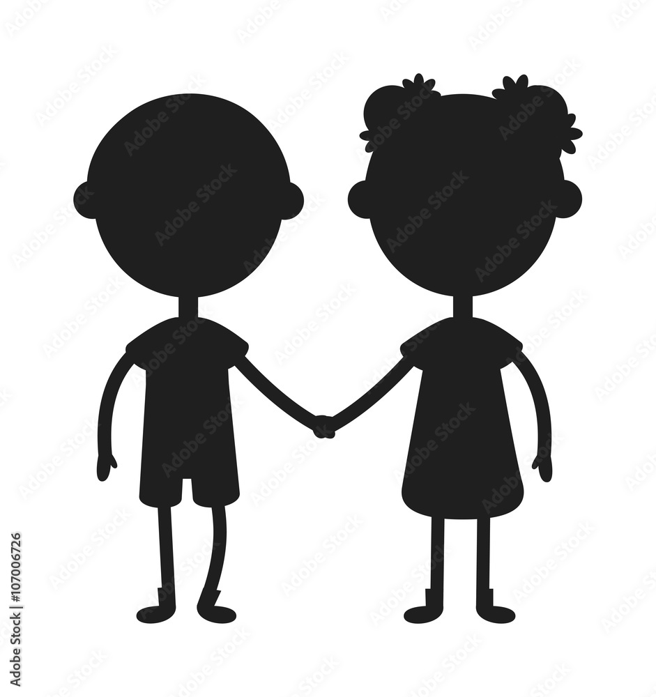 Twins happy kids holding hands boy and girl vector illustration. Twins happy kids holding hands boy and girl vector illustration.