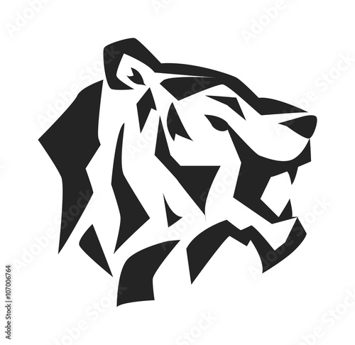 Fototapeta Naklejka Na Ścianę i Meble -  Tiger face head silhouette wild animal vector. 