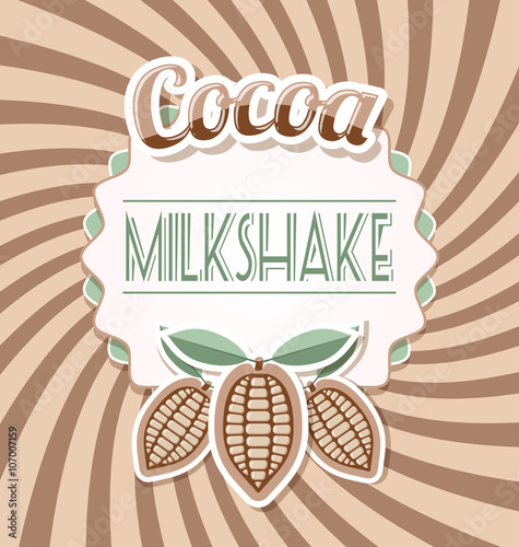 Cocoa milkshake label in retro style on twisted brown background