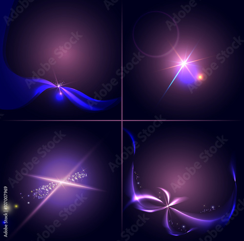 Vector illustration, colored sun glare