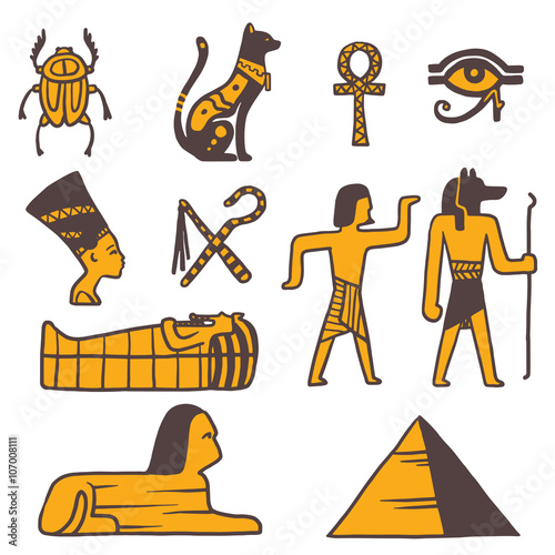 Egypt travel vector icons symbols