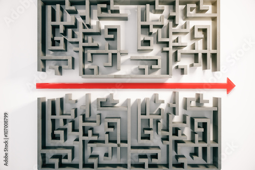 Maze with red arrow
