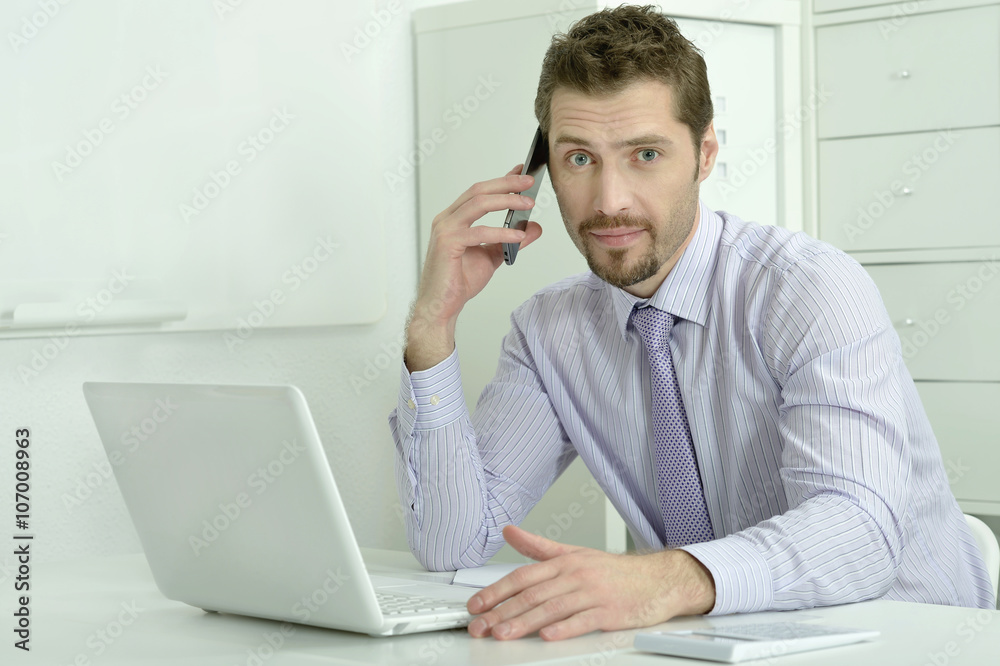 Fototapeta premium businessman working with laptop in office
