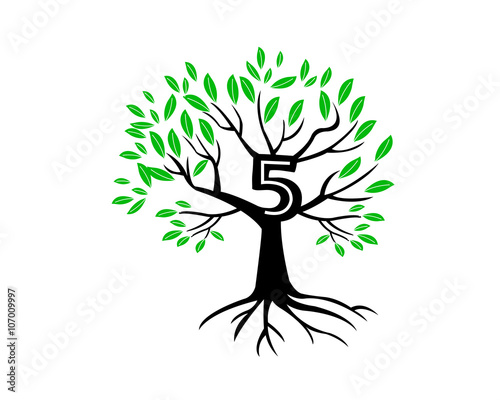 5th Anniversary Tree Logo Icon