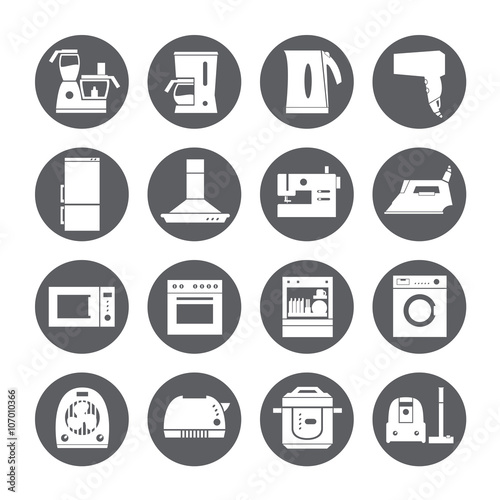 Home appliances, electronics icons. Vector set.