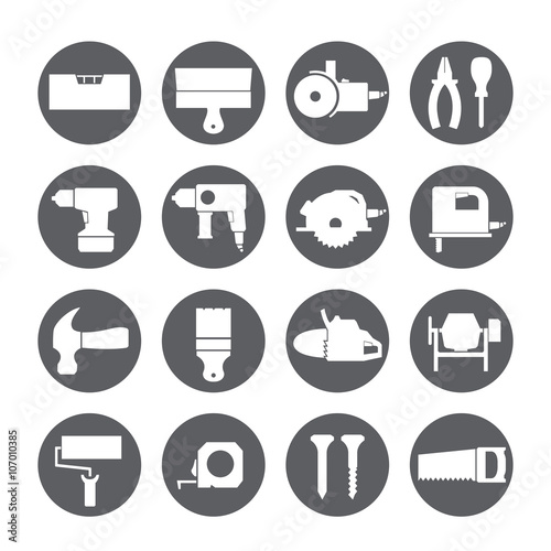 Construction tools. Repair icons. Vector set.