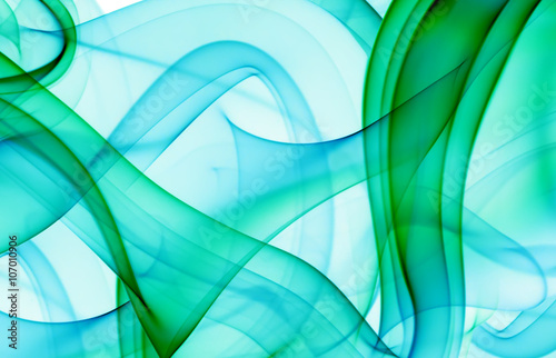 abstraction with green and blue smoke