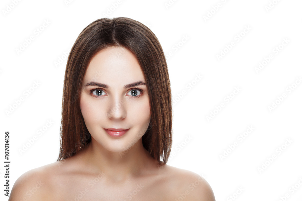 Beauty portrait of pretty girl with natural makeup. Beautiful spa woman touching her face. Perfect fresh skin. Pure beauty model girl. Youth and skin care concept Beauty portrait of pretty girl with natural makeup. Beautiful spa woman touching her face. Perfect fresh skin. Pure beauty model girl. Youth and skin care concept