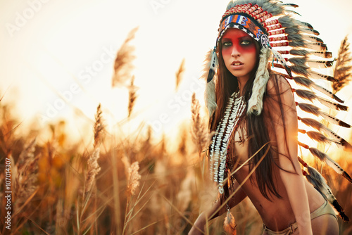 Dekoracja na wymiar  beautiful-girl-in-a-suit-of-the-american-indian