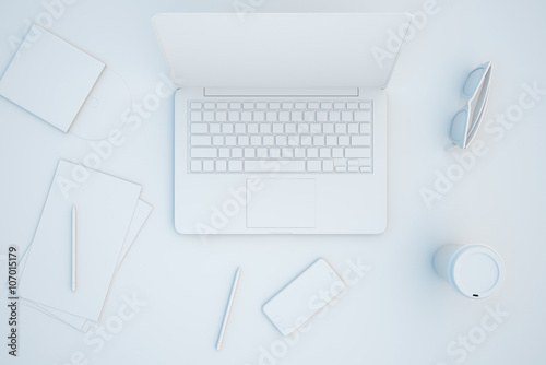 White desktop with items