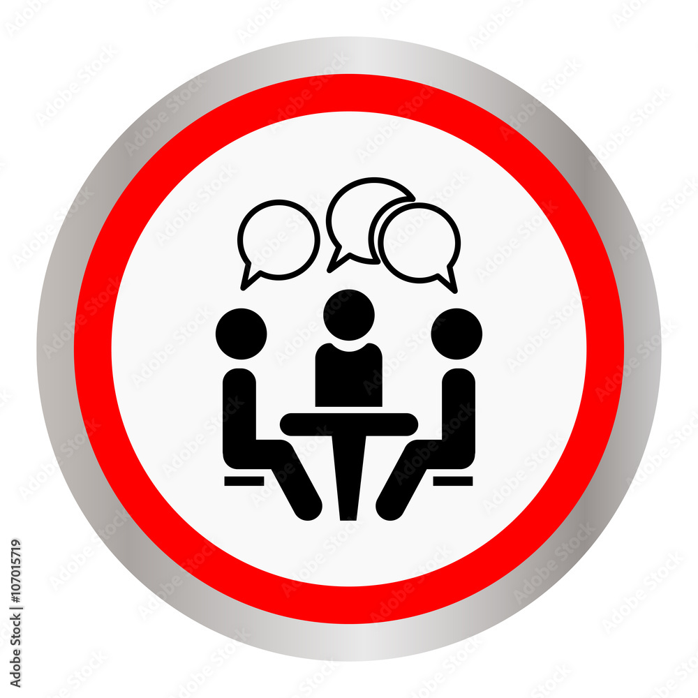 Icon Conference. People sitting around the table talking. Vector illustration Icon Conference. People sitting around the table talking. Vector illustration