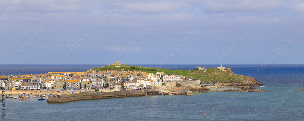 St Ives from Carbis Bay, Cornwall, England, UK.