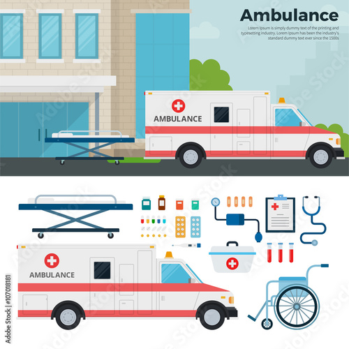 Ambulance car on the street in city