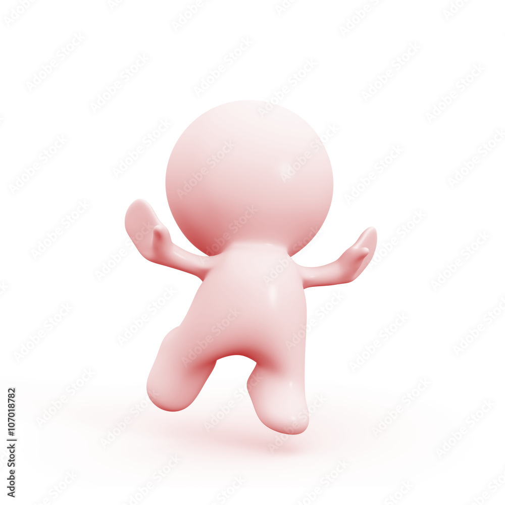 cute pink 3d person is jumping for joy and happiness cute pink 3d person is jumping for joy and happiness