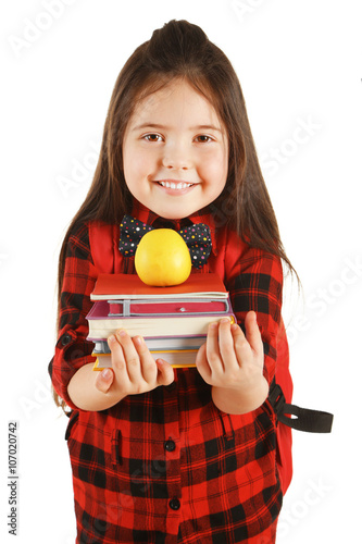 Little girl with backpack h...