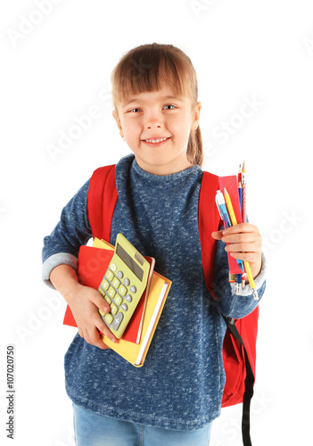 Schoolgirl with backpack an...
