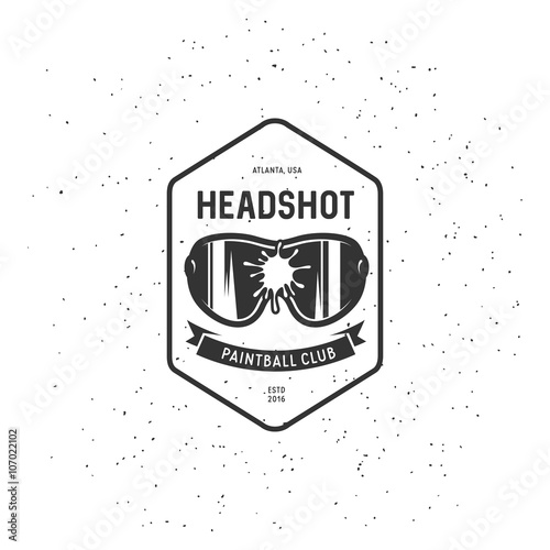Paintball club emblem. Vector vintage illustration.