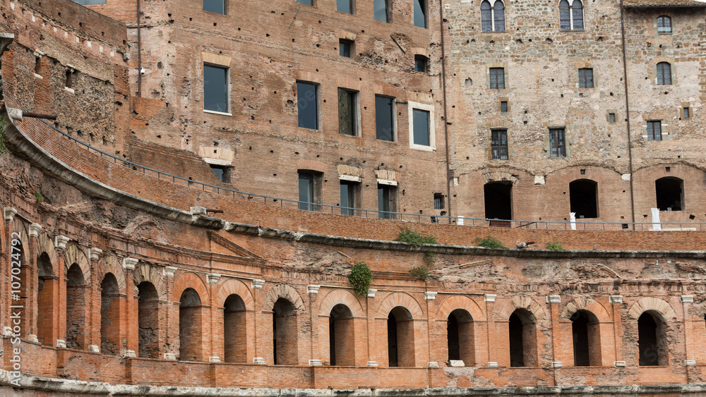 The ruins of Trajan's Market (Mercati di Traiano) in Rome. Italy