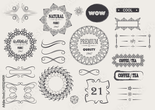 vector vintage cool elegant frames and design elements with signature premium quality and natural product