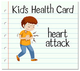Health card with man having heart attack