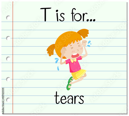 Flashcard letter T is for tears