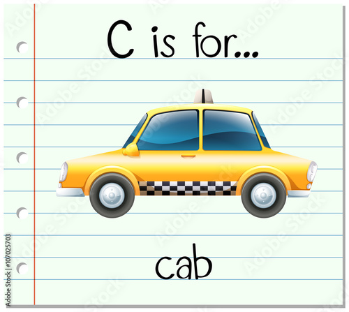 Flashcard letter C is for cab