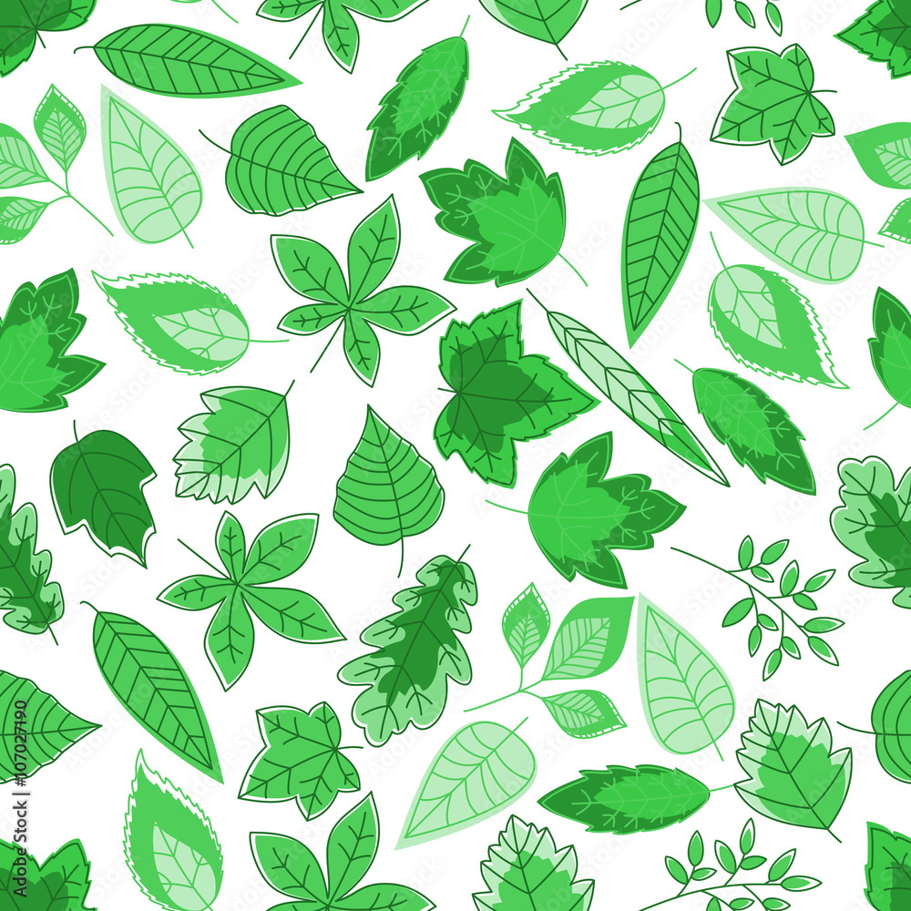 Green tree leaves seamless pattern Green tree leaves seamless pattern