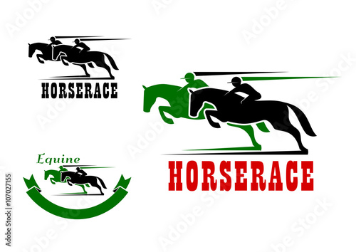 Horse race icons and equestrian sport