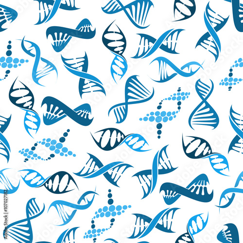 Blue DNA elements seamless pattern