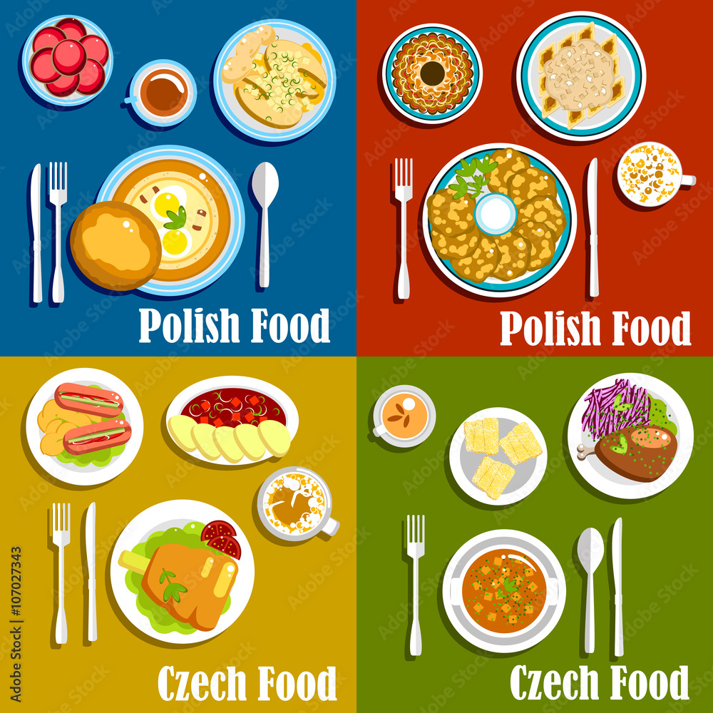 Polish and czech national cuisine dishes