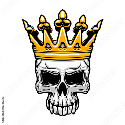 King skull in royal gold crown