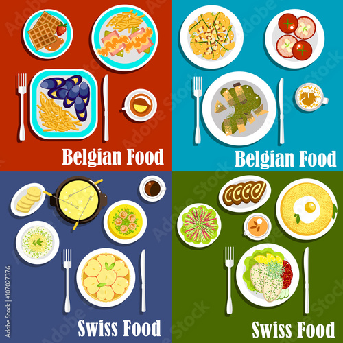 Swiss and belgian cuisine food