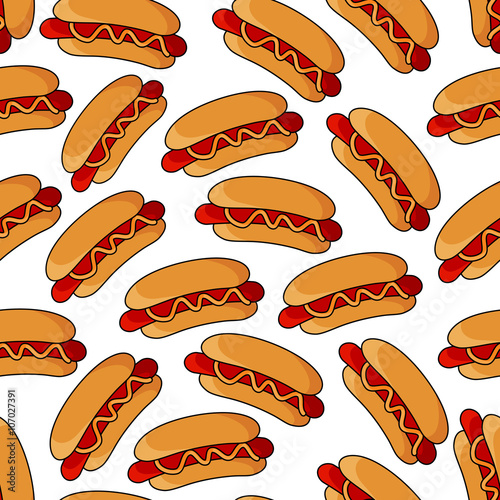 Appetizing hot dogs seamless pattern