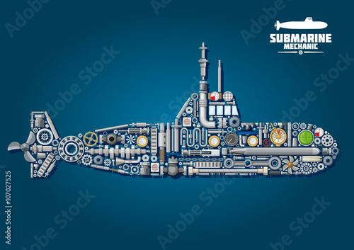 Submarine from parts and weapon