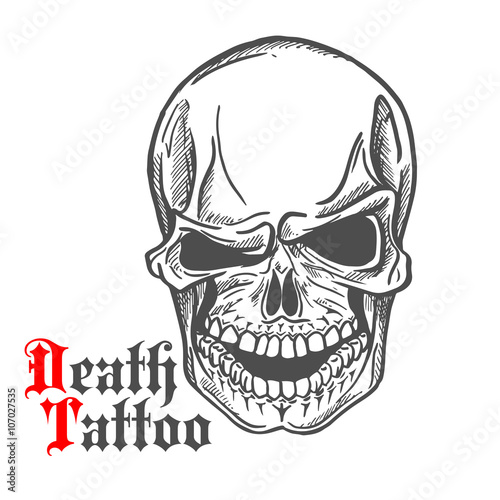 Skull sketch with spooky smile