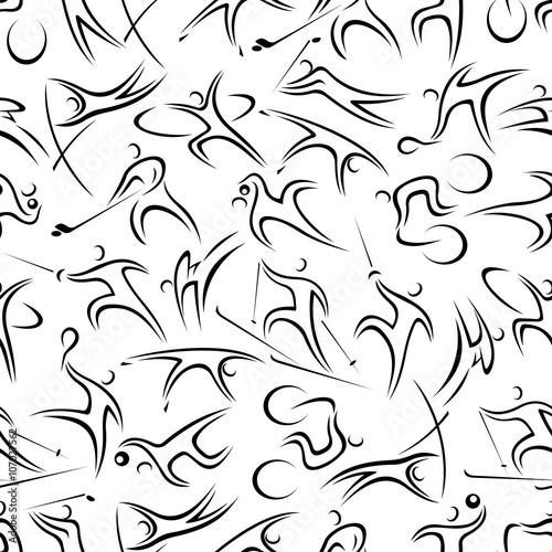 Seamless pattern with active sportsmen