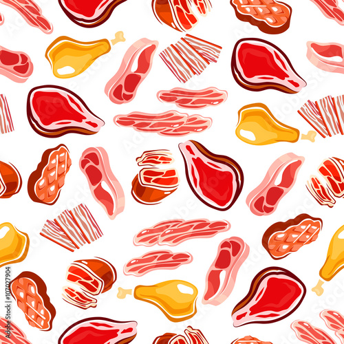 Fresh meat products seamless pattern