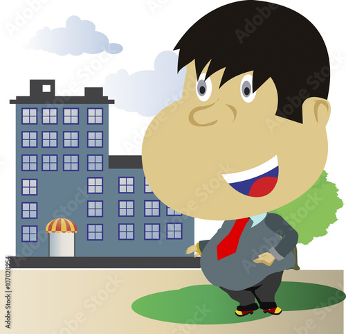vector image of a fat businessman.