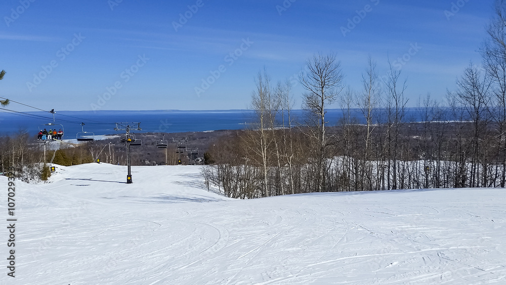 Ski Resort on a Sunny Winter Day