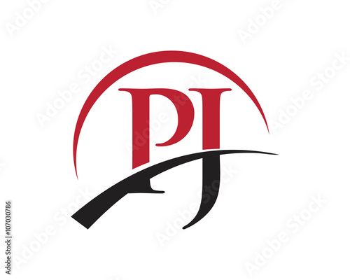PJ red letter logo swoosh