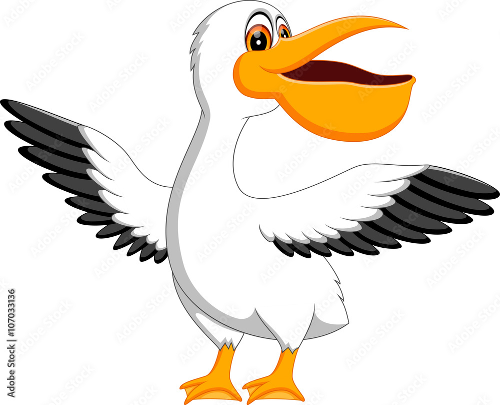 Fototapeta premium illustration of cute pelican cartoon