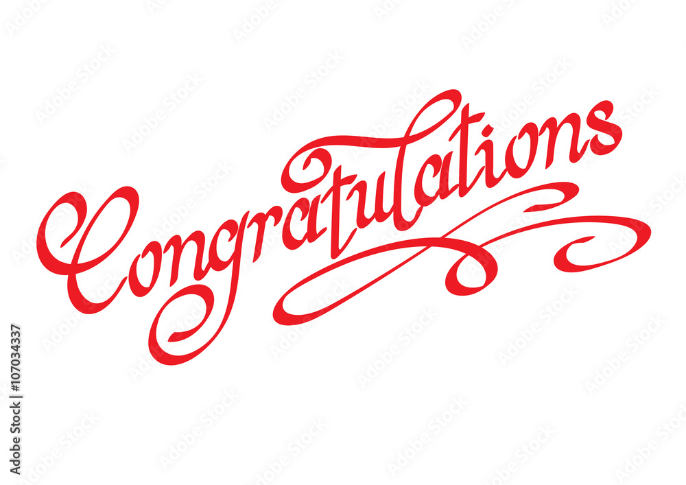 Congratulations text. Hand lettering. Vector image