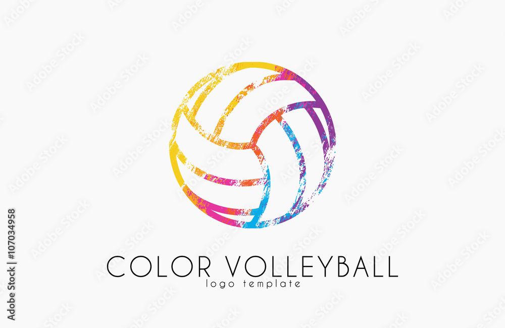 Volleyball logo. Volleyball ball logo design. Color ball. Creative logo. Sport logo Stock Vector