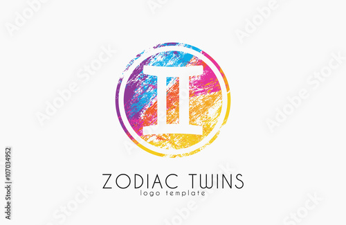Zodiac twins logo. Twins symbol logo. Creative logo