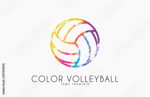 Volleyball logo. Volleyball ball logo design. Color ball. Creative logo. Sport logo