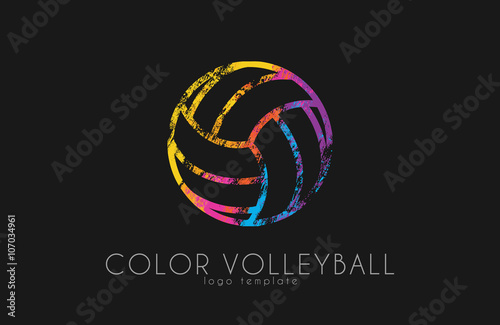 Volleyball logo. Volleyball ball logo design. Color ball. Creative logo. Sport logo