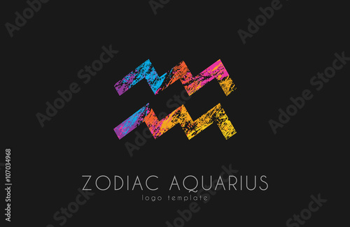 Horoscope symbol. Zodiac aquarius logo. Zodiac logo