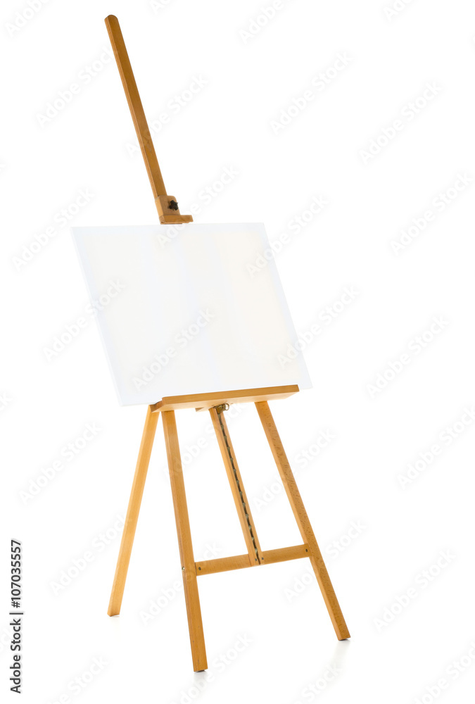 Easel with blank canvas template