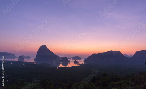 seascape and colorful sunright at Phang Nga,Thailand photo